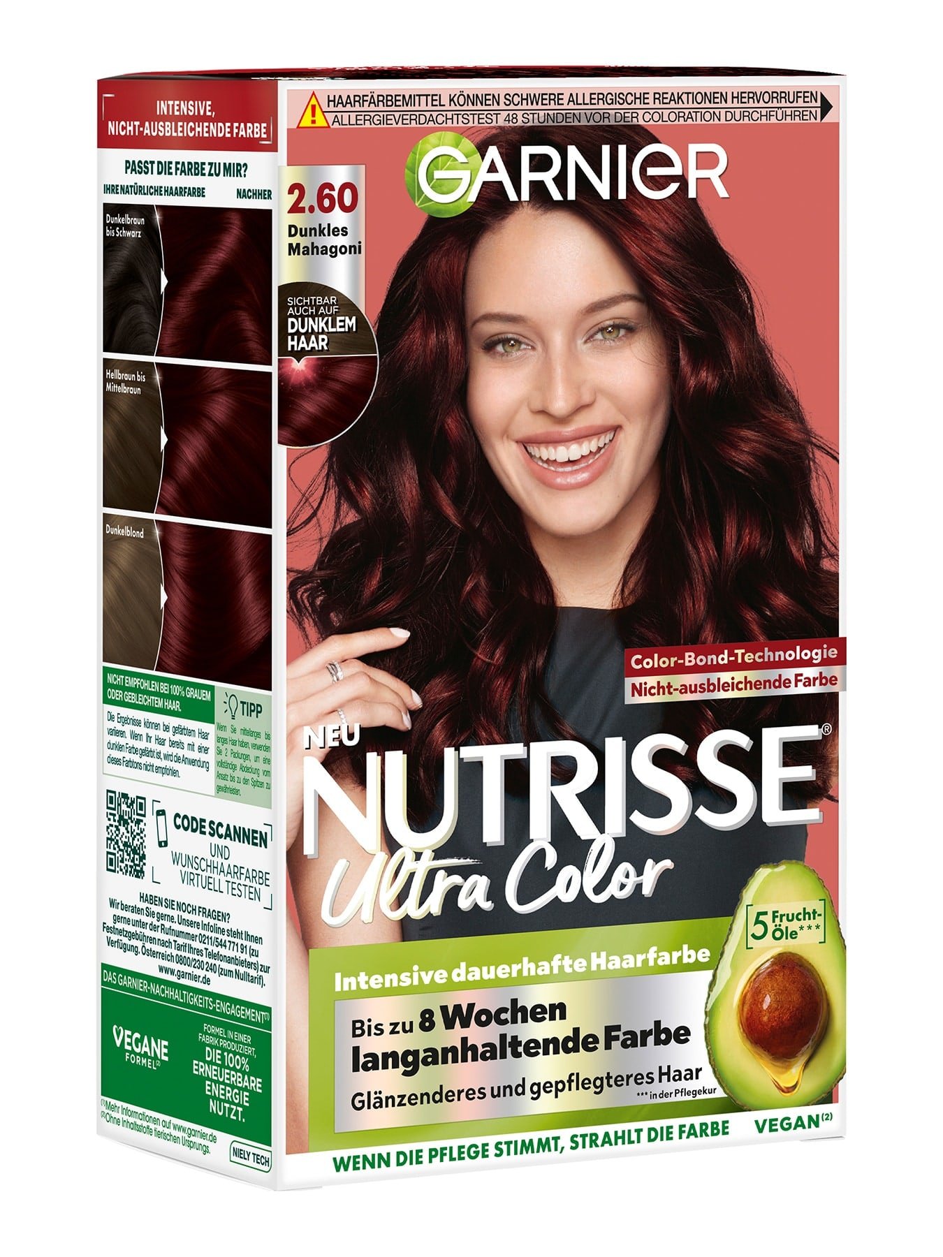 Garnier Nutrisse Ultra Color 2.60 Dunkles Mahagoni Produkt schräg von vorn