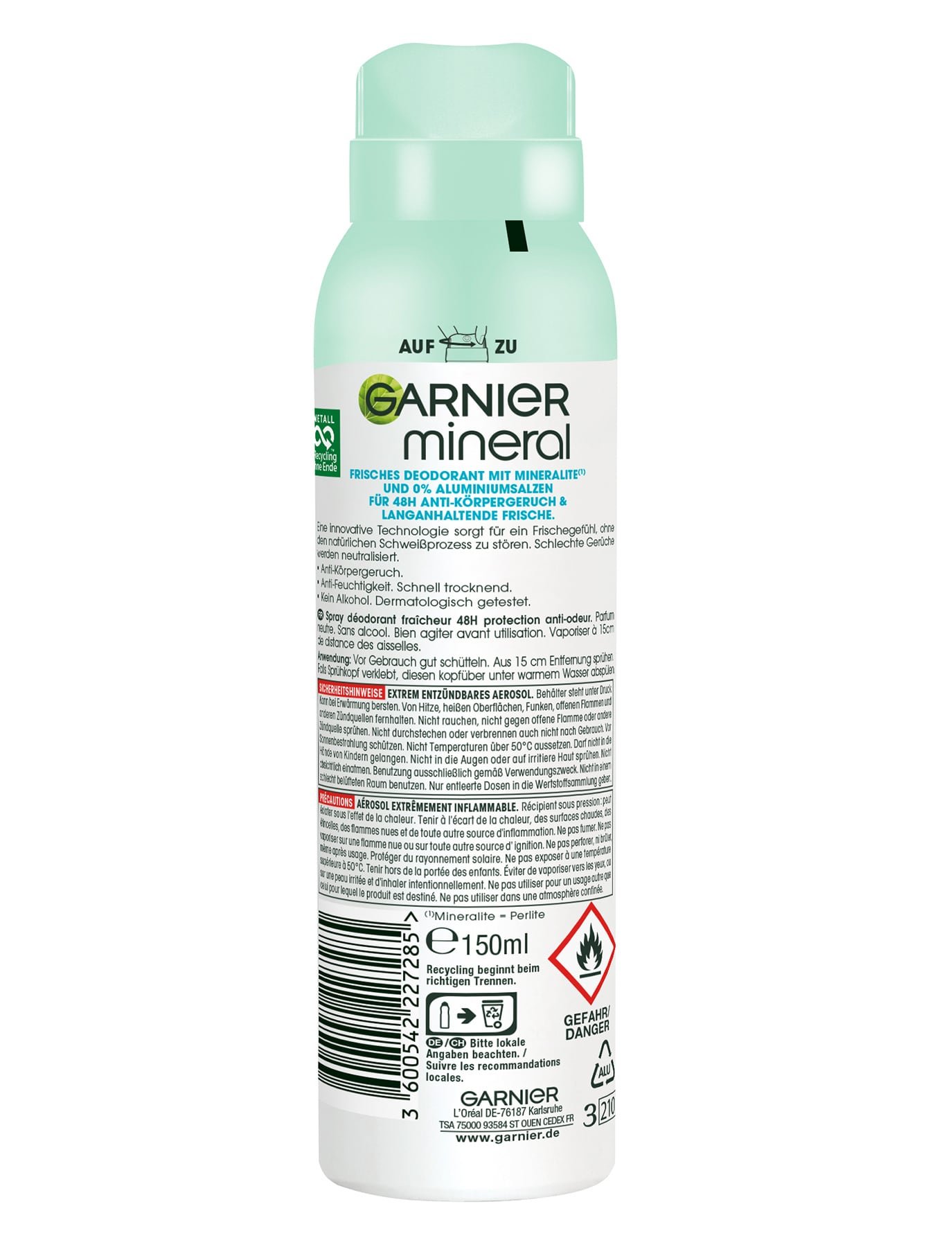 Deo Spray Mineral Pure Frische natürlicher Duft Produktrückseite