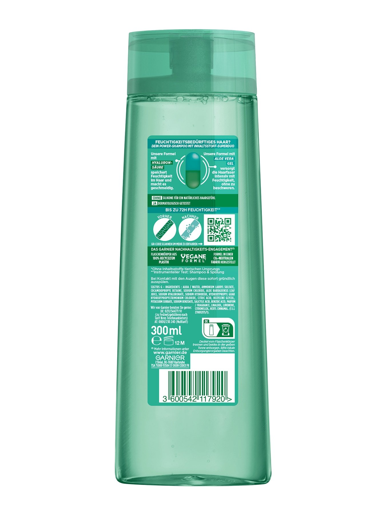 Aloe Hydra Shampoo Produkt 300ml - Rückansicht