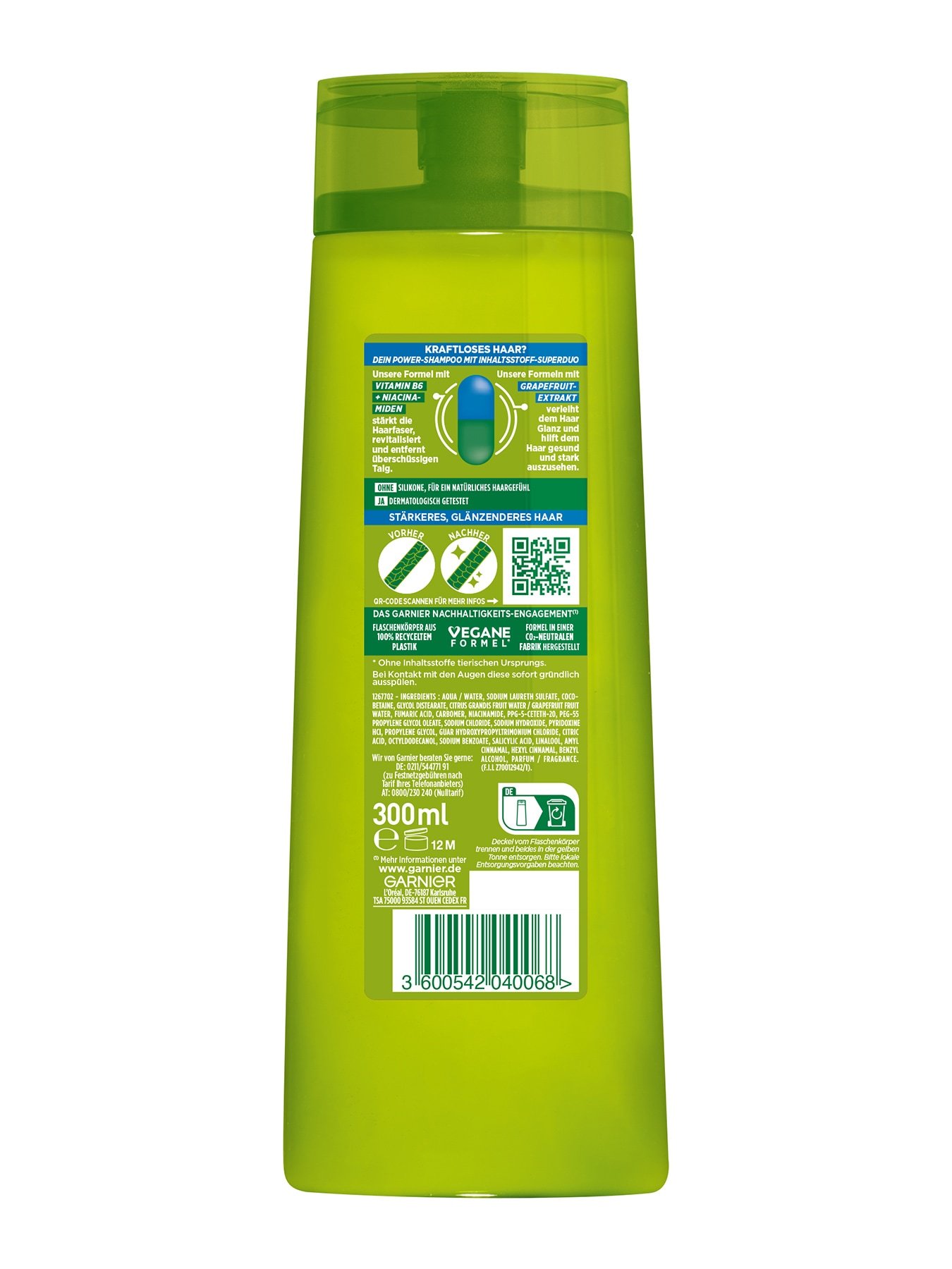 Fructis Kraft & Glanz Shampoo 300ml - Produkt Rückansicht