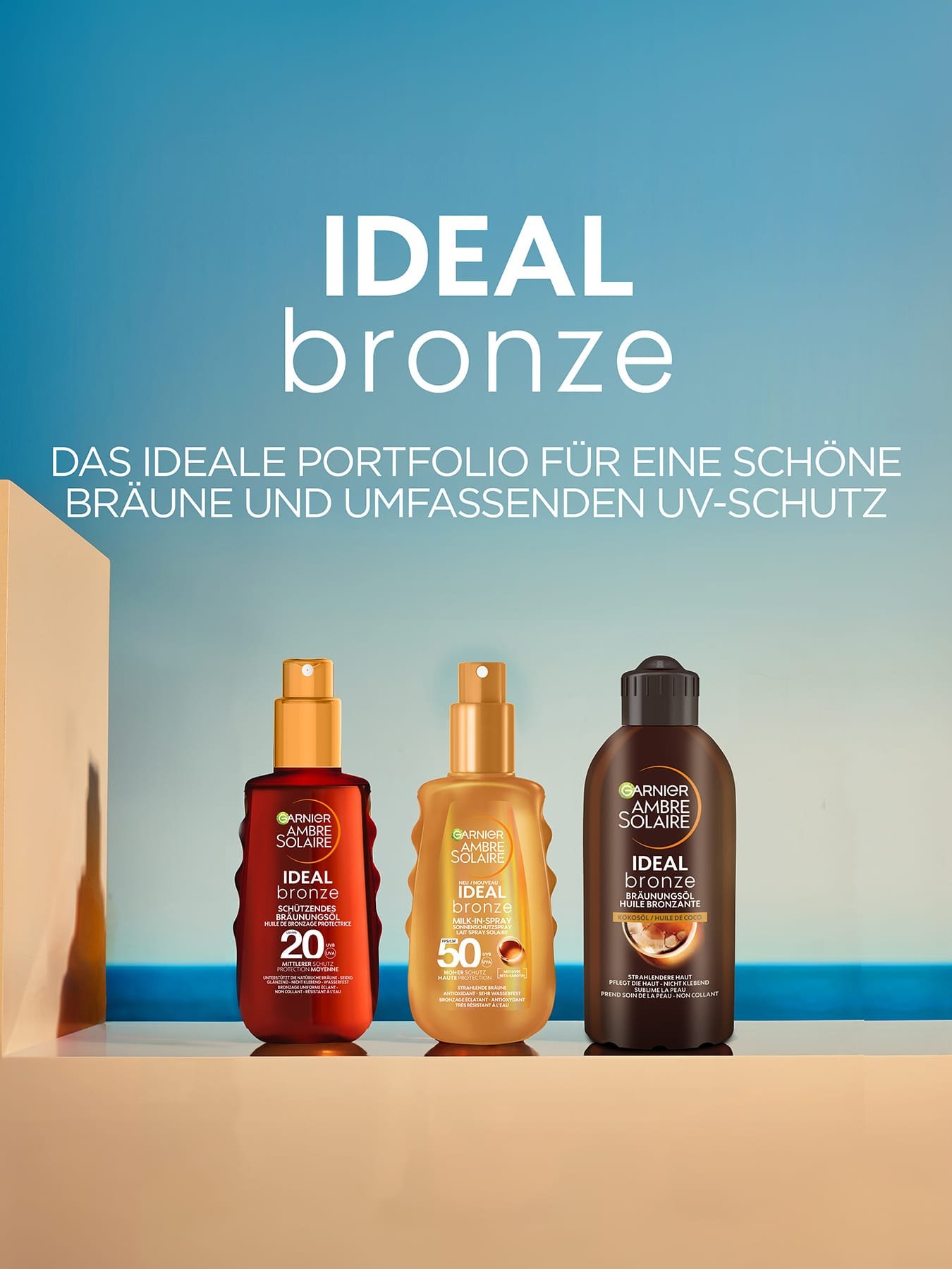 Produktserie Ideal Bronze mit Sonnenöl, Bräunungsöl & Sonnenschutzspray