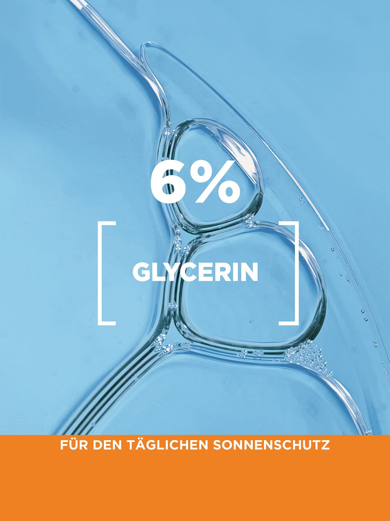 Detailanisicht einer klaren Flüssigkeit - Produktvorteil 6% Glycerin