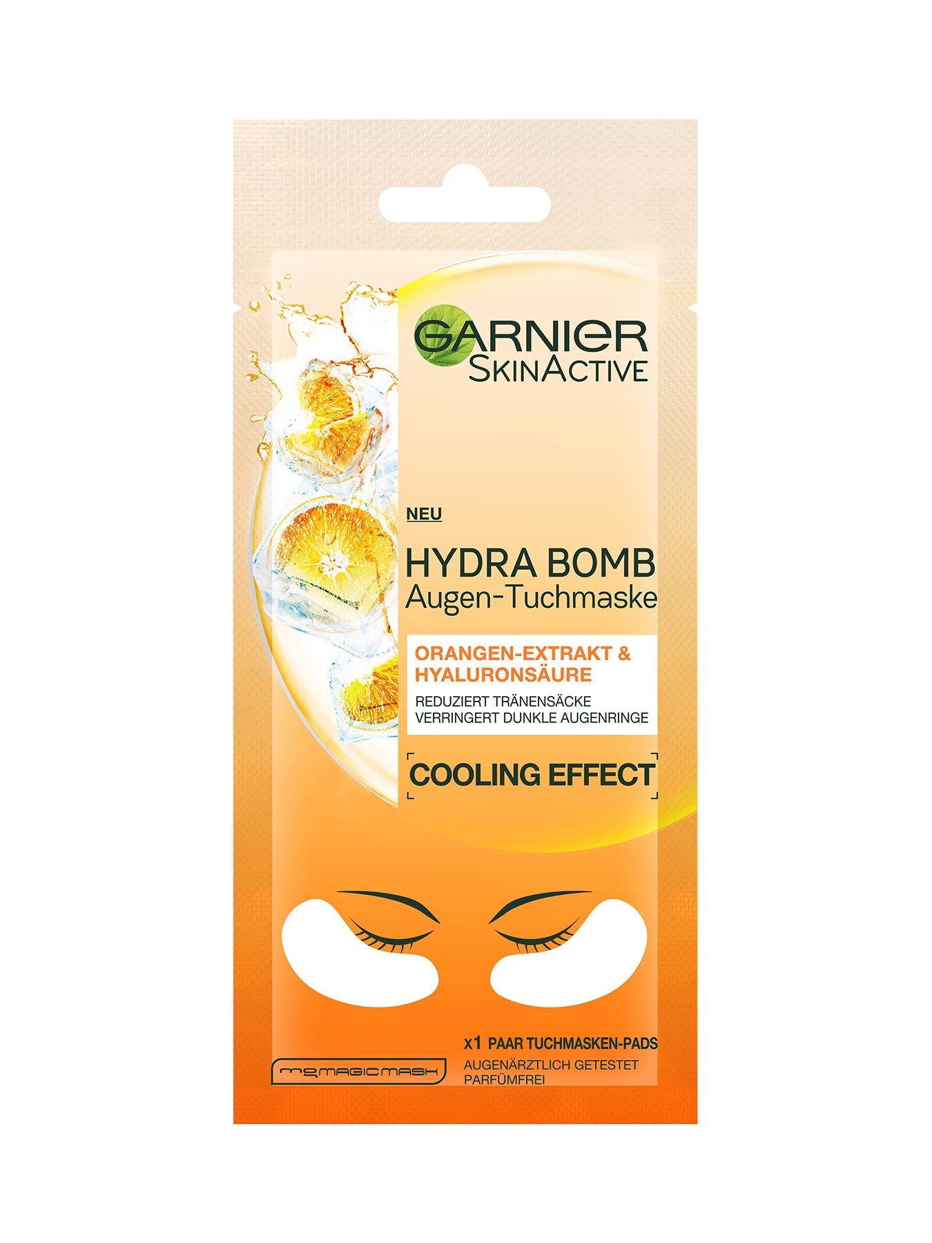 - - SkinActive - & Hyaluronsäure Garnier Hydra Orangen-Extrakt Augen-Tuchmaske - Bomb
