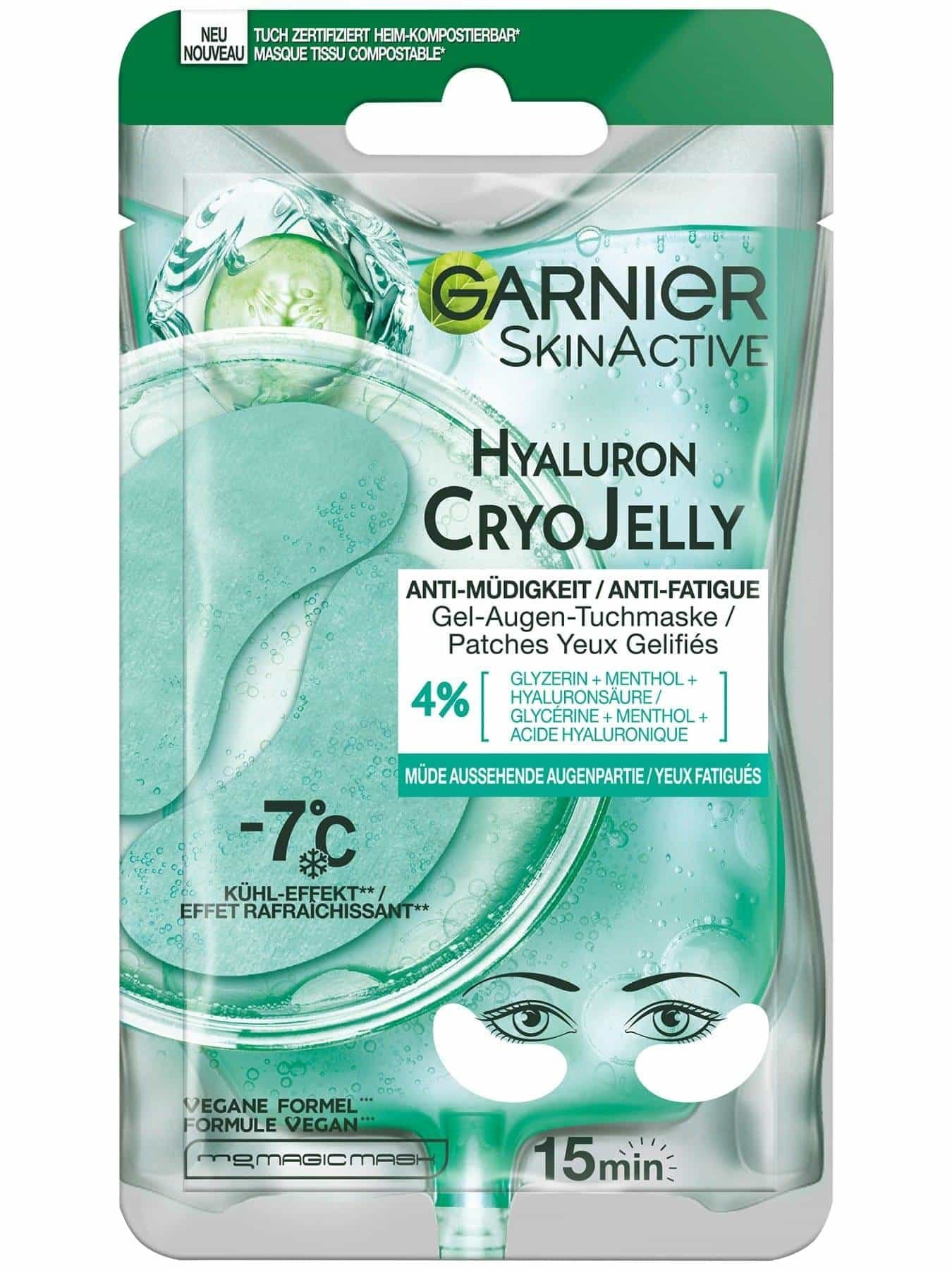 Gel-Augen-Tuchmaske Cryo Garnier Garnier Hyaluron Jelly |